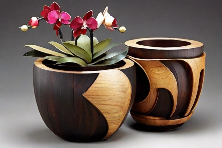 Wooden flower pots