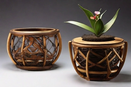 Wooden net coir flower planters