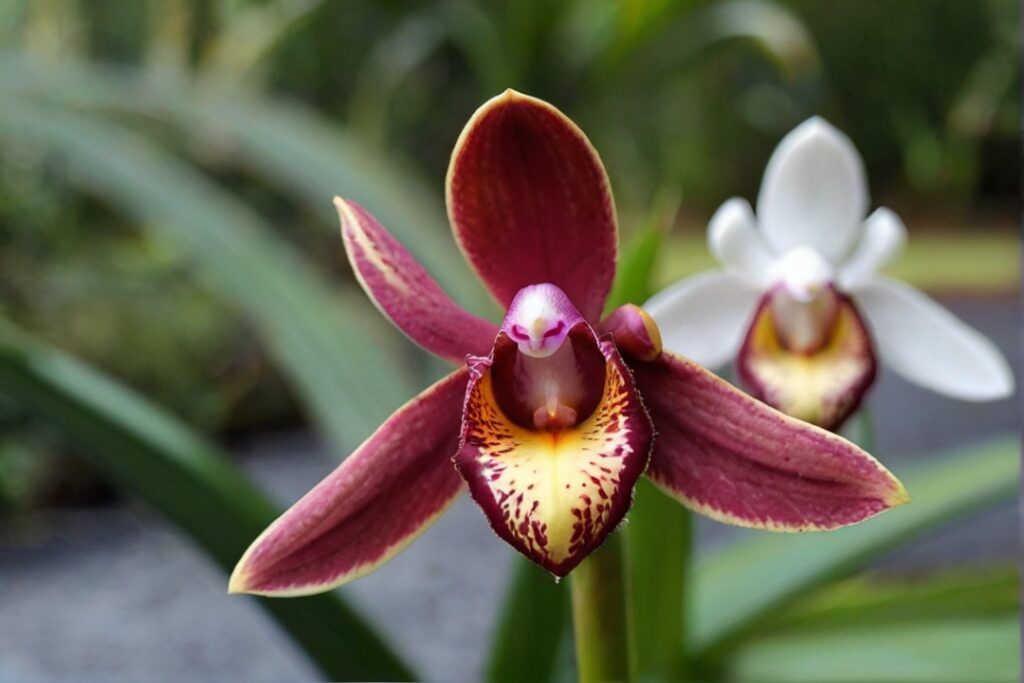 Burgundy and dark shade coconut orchid
