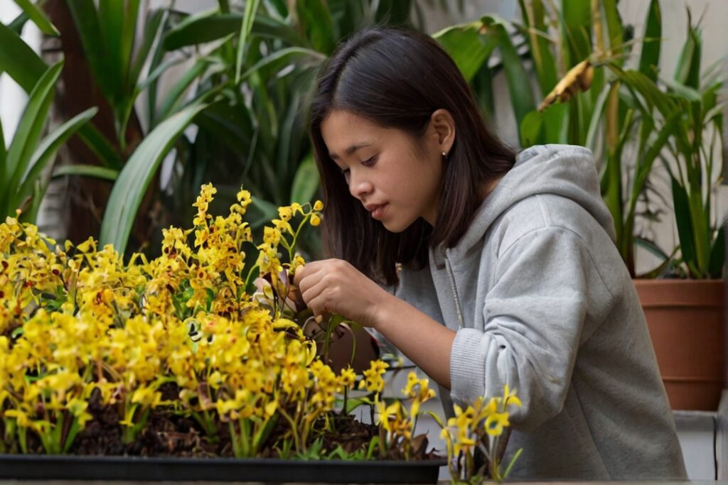Pruning the orchids for better growth